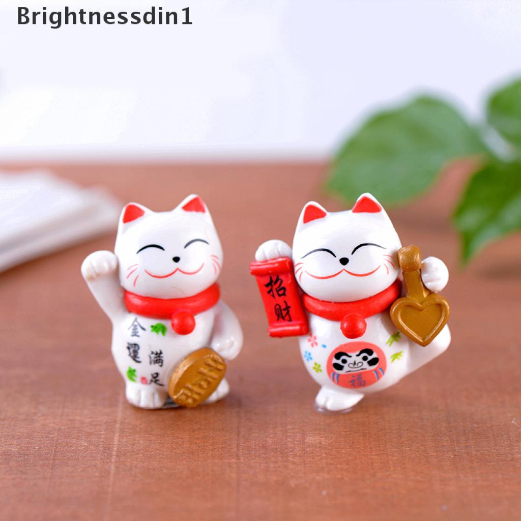 (Brightnessdin1) Miniatur Kucing Keberuntungan Untuk Dekorasi Rumah