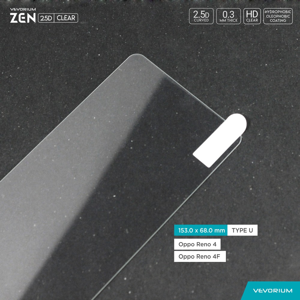 VEVORIUM ZEN 2.5D Clear Oppo Reno 4 Reno 4F Reno4F Tempered Glass Anti Gores Kaca