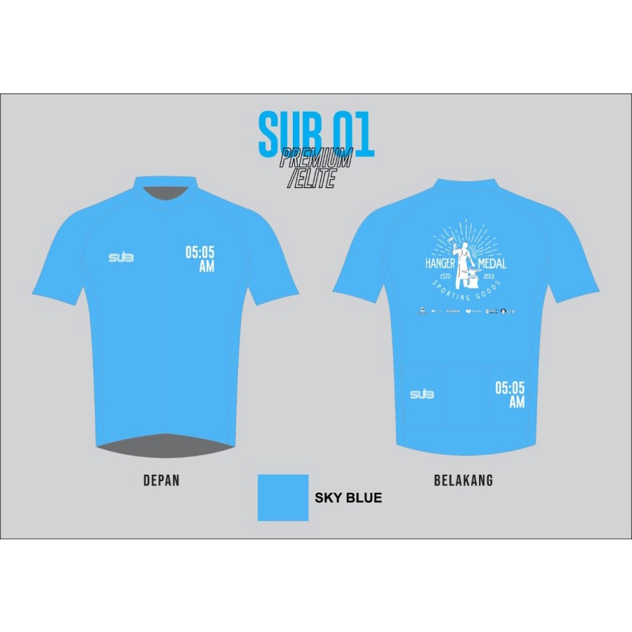 HANGERMEDAL SKY BLUE SUBJERSEY SUB JERSEY BAJU SEPEDA 05 AM 05AM ELITE