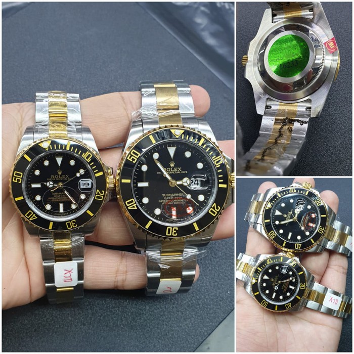 Jam Couple Rolex Submariner Silver Combinasi Gold