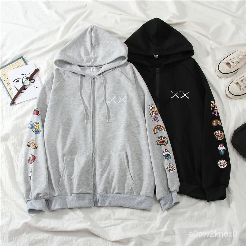 HOUZHOU Anime Zip Up Hoodie Kawaii Oversize Harajuku Streetwear Women Black Cute Korean Fashion Zipp