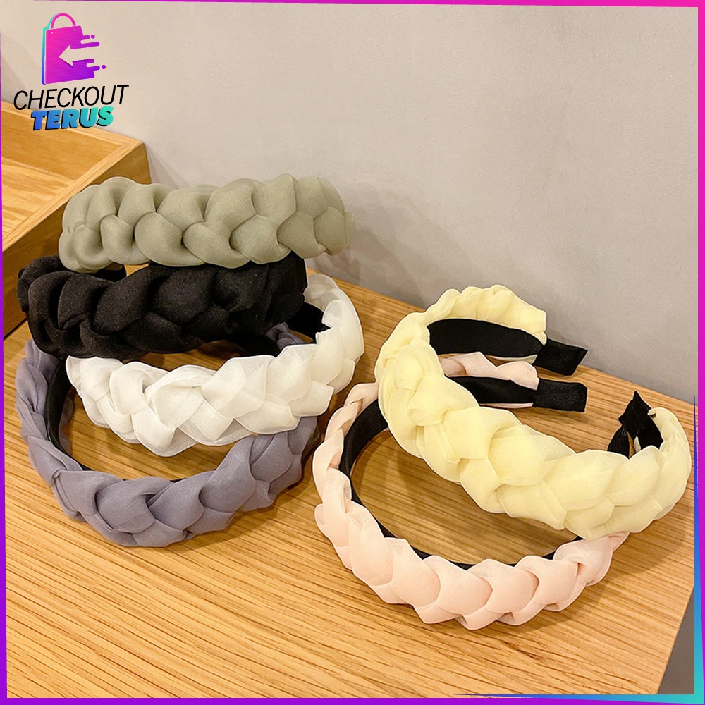 CT C530 Bando Kepang Wanita Scrunchie Headband Kepang Jalin Besar Ala Korea Aksesoris Rambut Wanita Bando Bandana