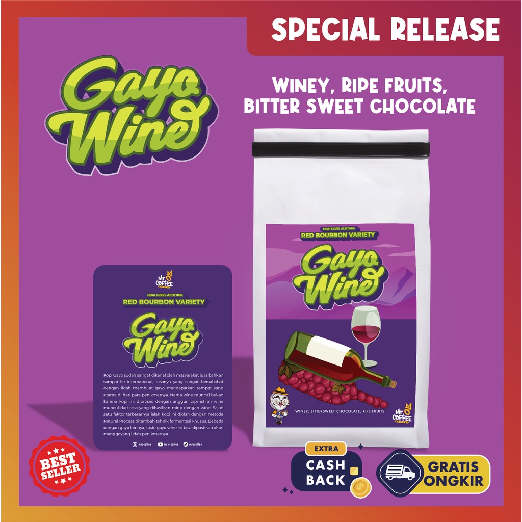 

Kopi Arabika GAYO WINE 200g | biji Kopi Aceh single origin arabica SPECIAL