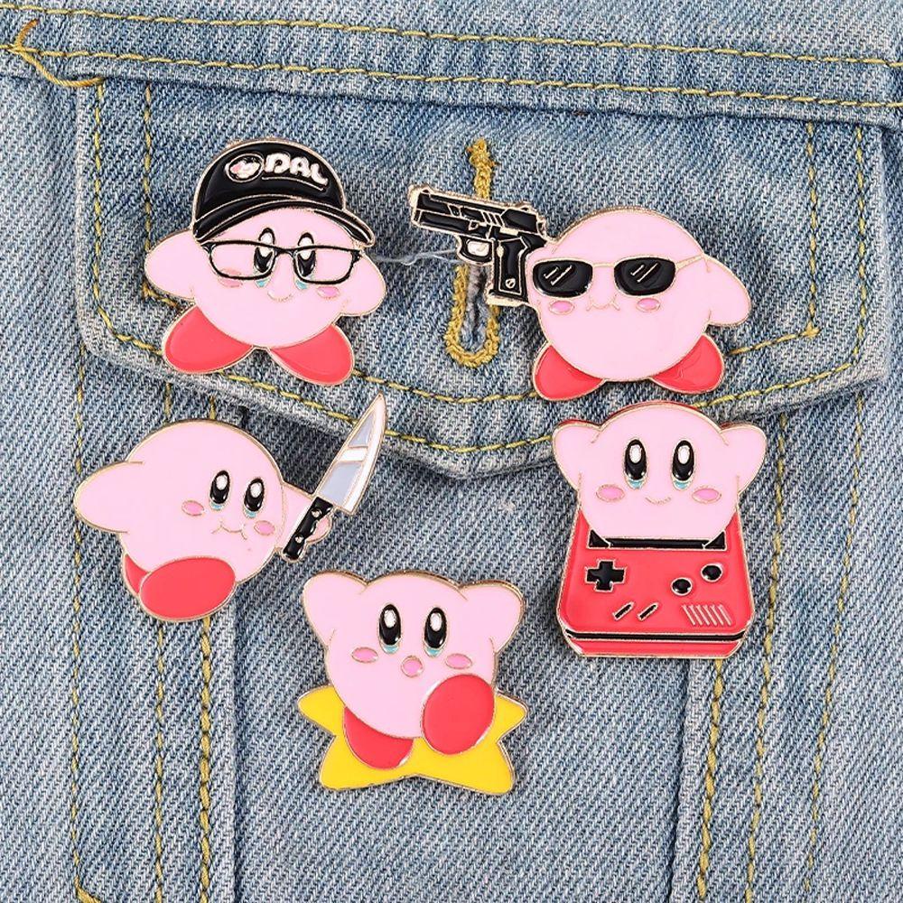 Mxbeauty Kirby Bros Ransel Perhiasan Logam Bros Lucu Kirby Dekorasi Lencana Lencana Pin Enamel Bros