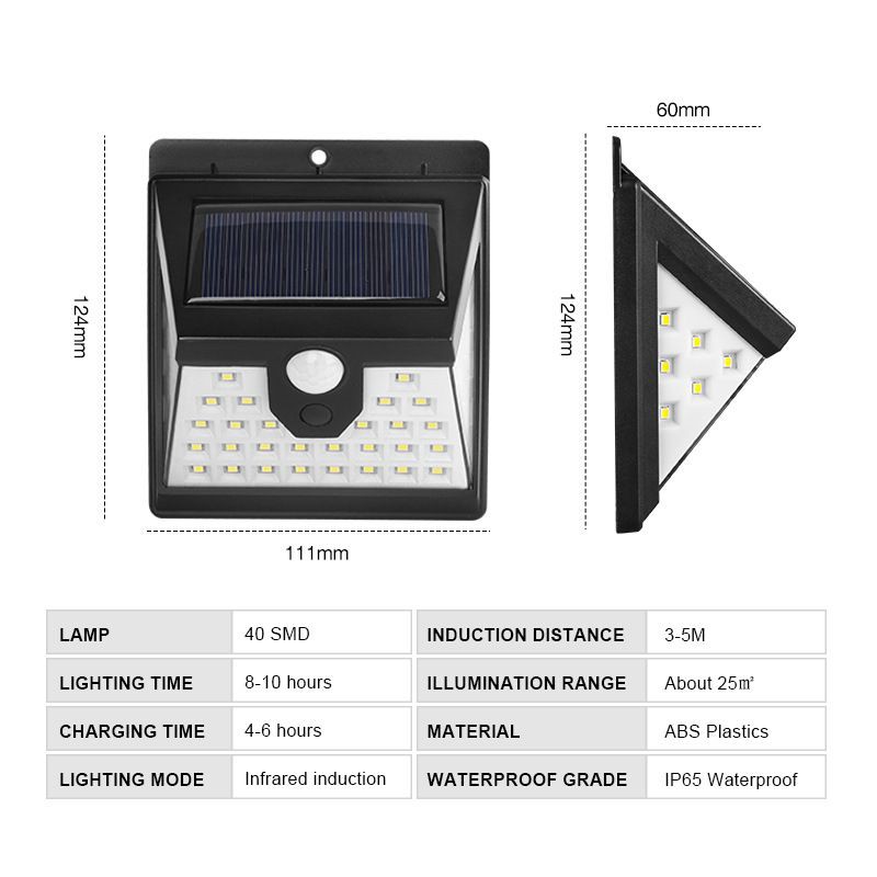 Lampu LED Dinding Solar 20 LED / 40 LED / Solar Sensor Wall light / Lampu Dinding Tenaga Surya