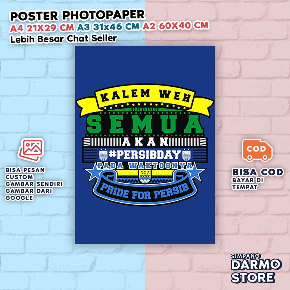 Jual Poster Persib Bandung Berbagai Ukuran Foster Bola Club Negara Fifa Pes Bahan Photopaper