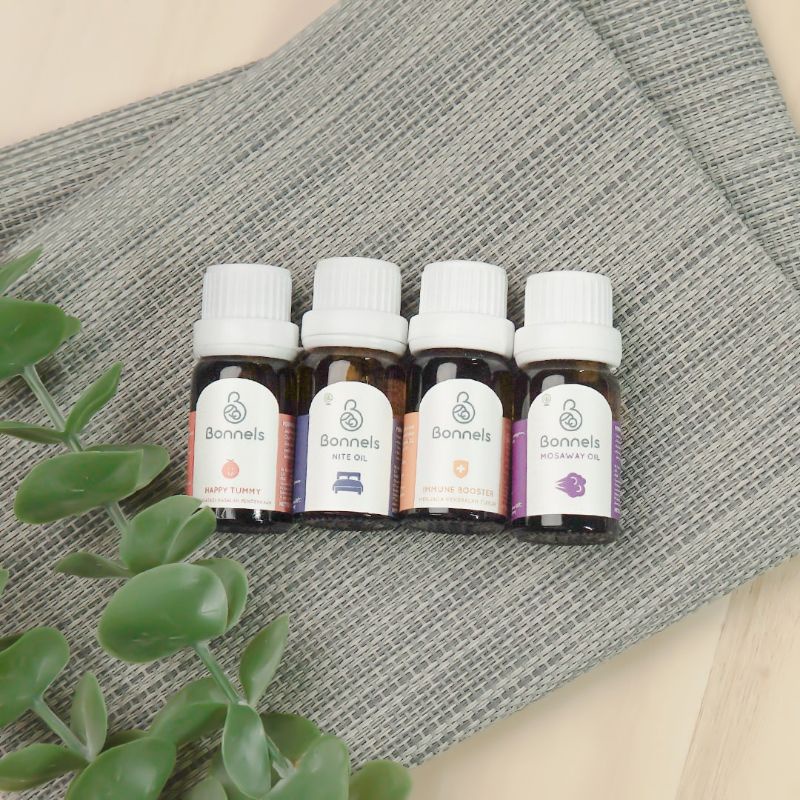 Bonnels Essential Oil Series Cough &amp; Flu + Immune Booster Nite Oil Bugs Away Citronel Peppermint Eucalyptus Lavender Happy Tummy DIFFUSER