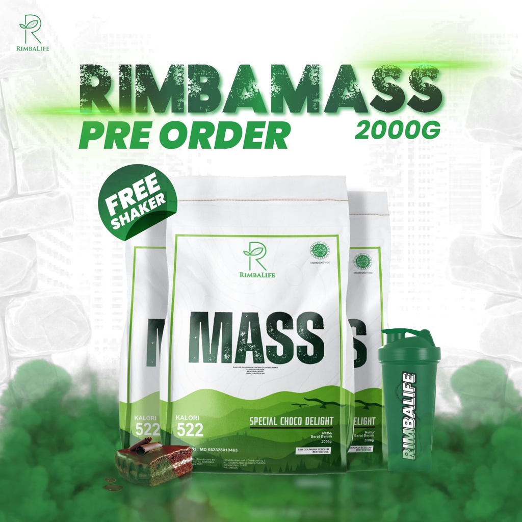 Rimba Mass 2kg 2 kg 4.4lbs Rimbalife Rimba Mass Lean Gainer Lean Bulking Susu Penambah Berat Badan BPOM HALAL MUI