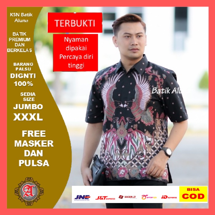 Baju Batik Pria Lengan Pendek Premium Kemeja Pria Formal Kantor Undangan Lebaran Katun  KSNPD005