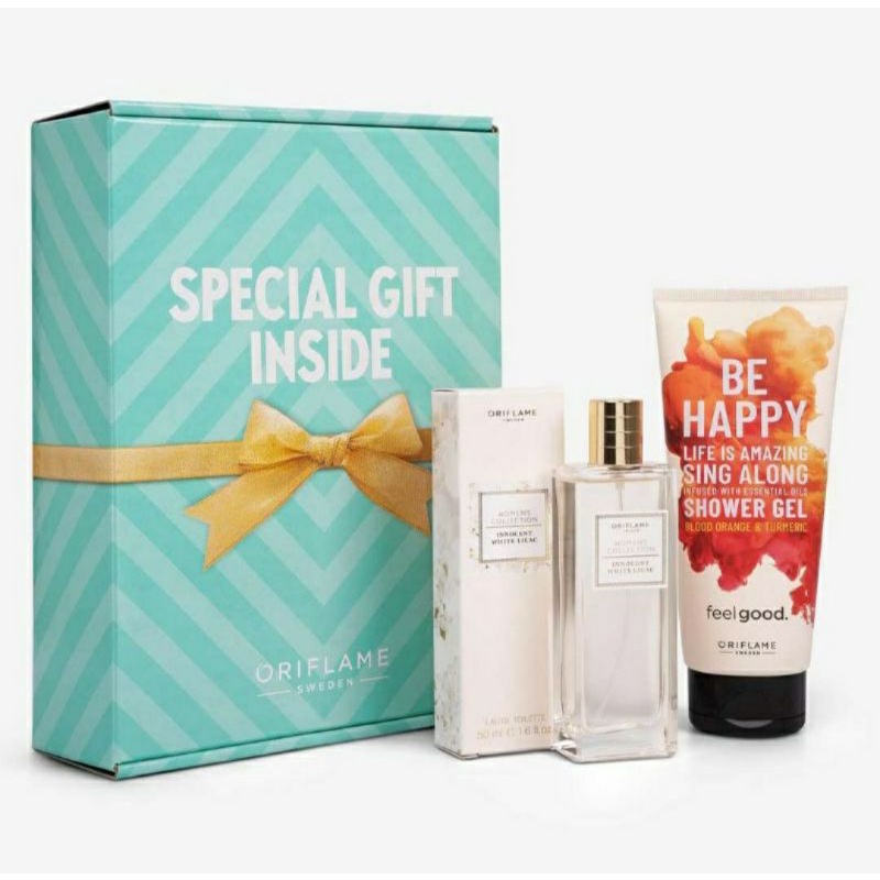 Blooming garden gift set be happy shower gel feel good+womens collection innocent white lilac edt/pa