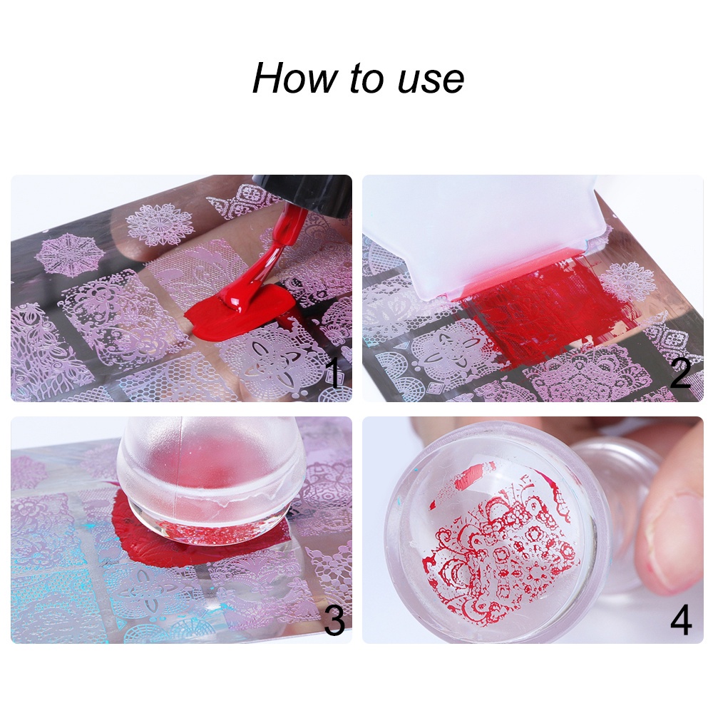 Stempel Kuku Bahan Silikon Transparan Dengan Scraper Untuk Nail Art