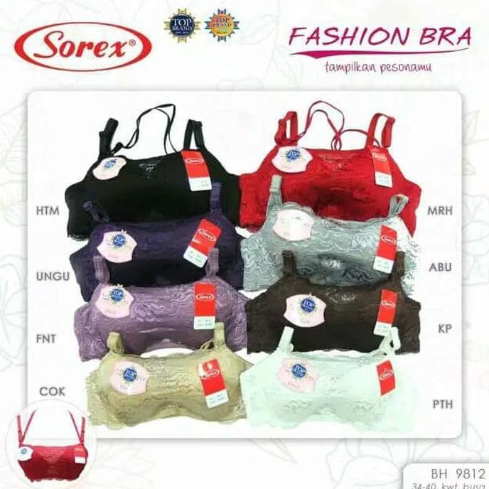 Pengiriman Cepat Bra Kemben Renda Brukat Tali Leher Kawat 34-40 Sorex 9812 - 34 ON SALE
