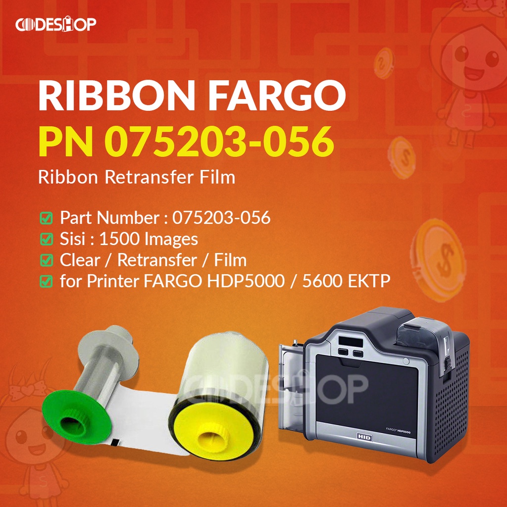 RIBBON RETRANSFER FILM FARGO HDP5600 HDP5000 EKTP 75203 ( 075203-056)