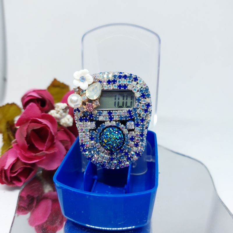 tasbih digital tasdig biru mewah diamond blink hias cantik