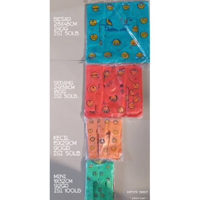 Kresek packing motif smile thankyou ukuran kecil 15" | kresek olshop