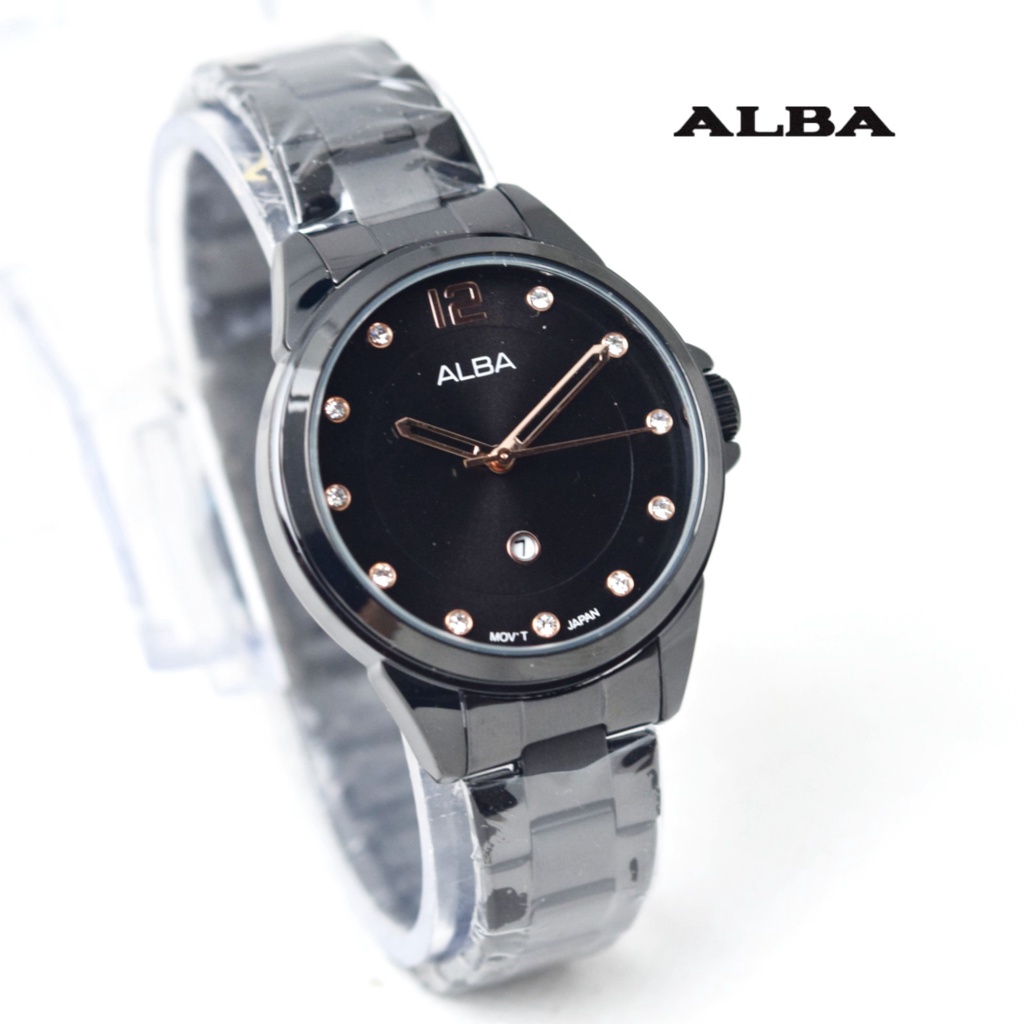 Jam Tangan Wanita Fashion Alba H5903B Tali Rantai Tanggal Aktif Free Box &amp; Baterai