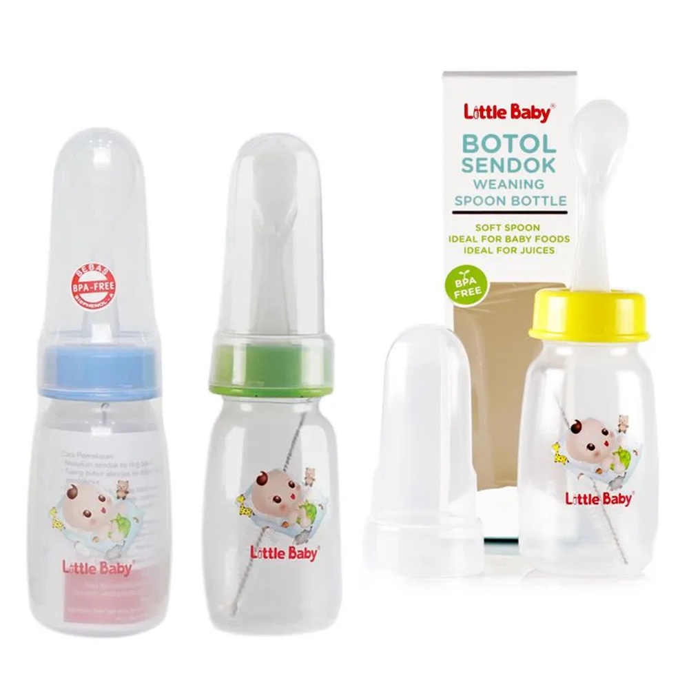 Little Baby Botol Sendok Weaning Spoon Bottle 120ml Botol Sendok Bayi Dengan Sikat Botol