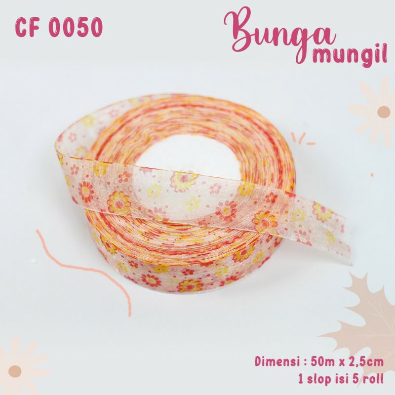 (5 meter)Organdi Motif Bunga Mungil CF0050 - 6 Pilihan Warna