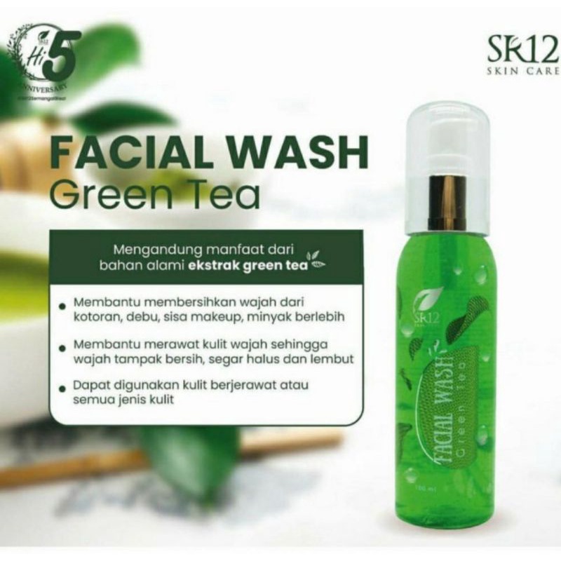 SABUN JERAWAT Facial Wash Green Tea SR12 Herbal Skincare Mengatasi Jerawat SABUN cuci muka pembersih wajah