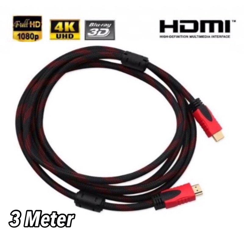 Kabel HDMI To HDMI Bahan Bagus Serat Jaring