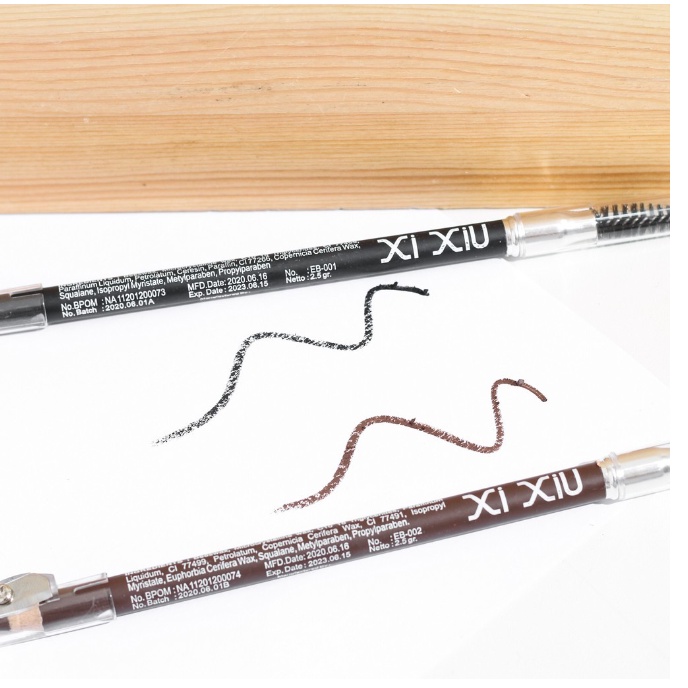 XI XIU Eyebrow Pencil | Black | Brown | Xixiu Pensil Alis Hitam | Coklat | Eye Brow 2in1