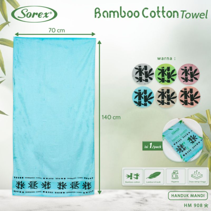 Sorex HM 908 Handuk Mandi Dewasa Cotton Bamboo Lembut Daya Serap Tinggi