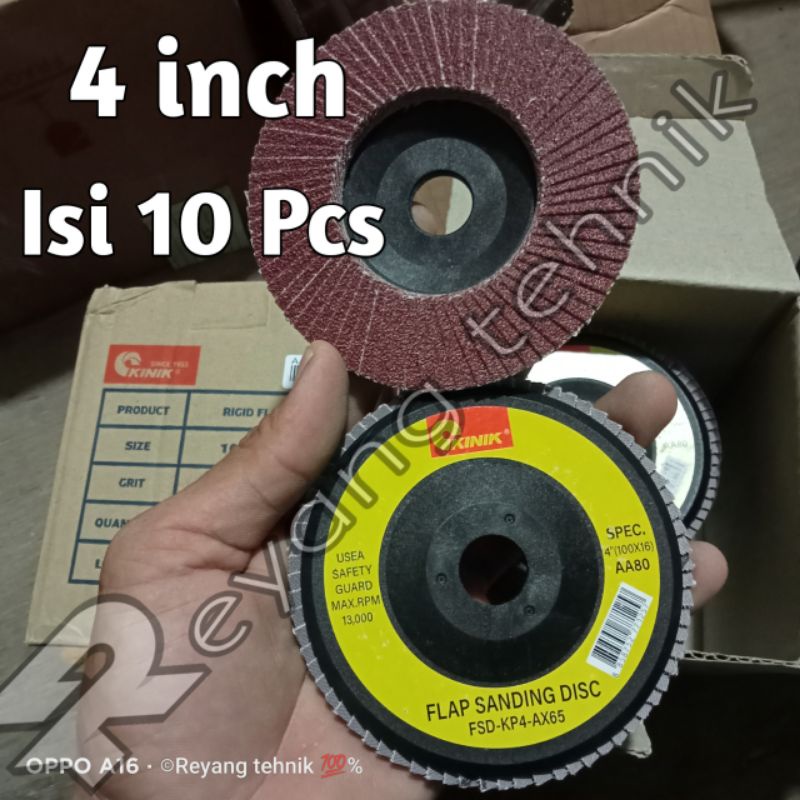 10 Pcs Mata Gerinda 4 inch Amplas Susun Kinik Flap Sanding Disc AA80