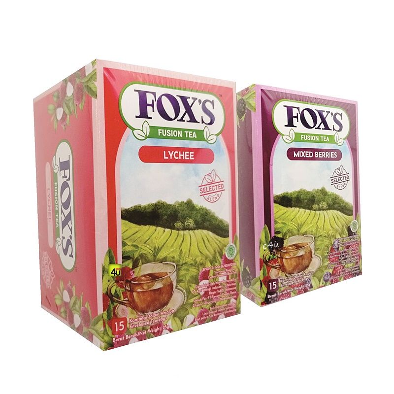 Fox's fucion tea teh celup amplop rasa lechy / mix berry 15's