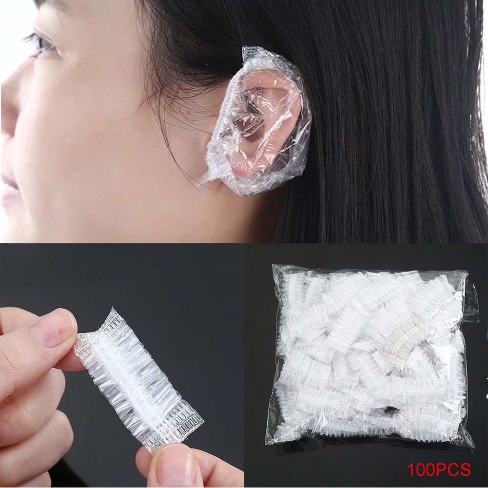 [ 1 pasang ] Penutup Telinga Plastik Sekali Pakai Anti Air Untuk Mandi Pelindung Cat Rambut Ear Muff Ear Cover