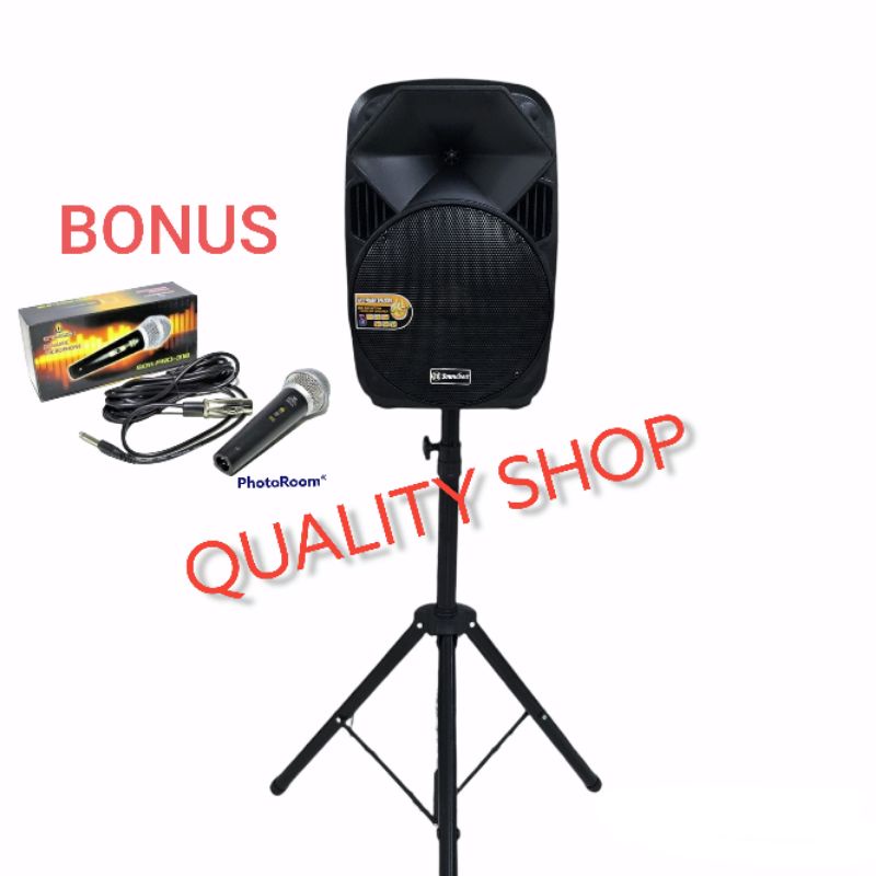 SPEAKER PORTABLE 12 INCH SOUNDBEST BONUS 2 MIC WIRELES STEN DAN MIC KABEL