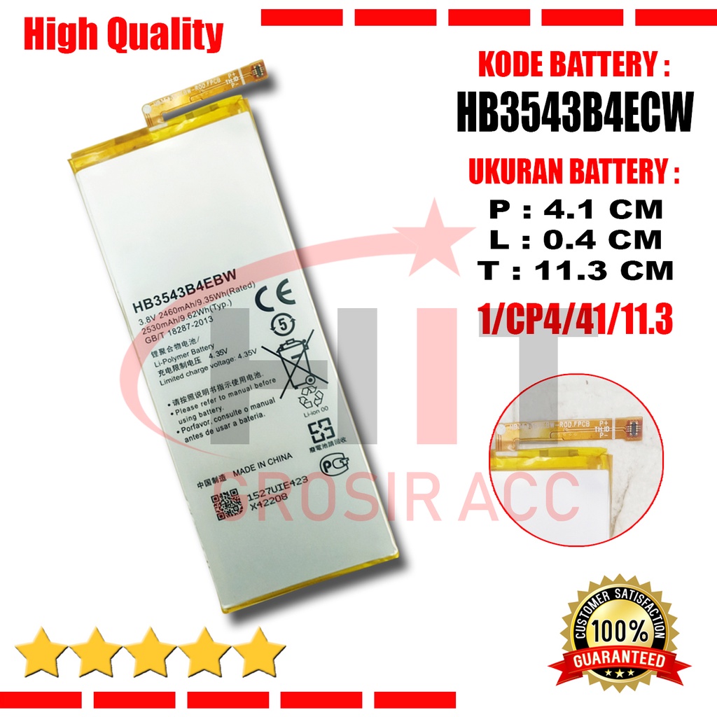 Baterai Battery HB3543B4EBW For Huawei Ascend P7