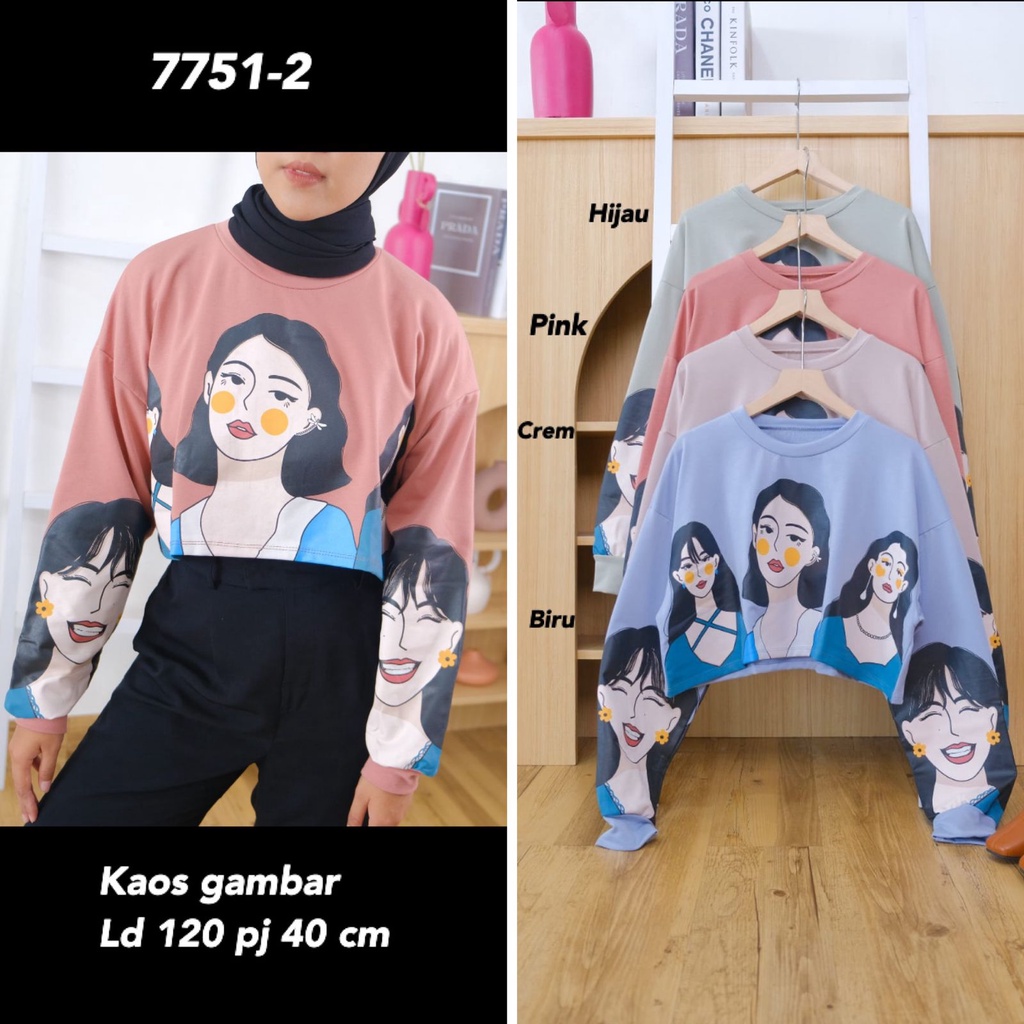 kaos crop gambar 7751-2 M-V