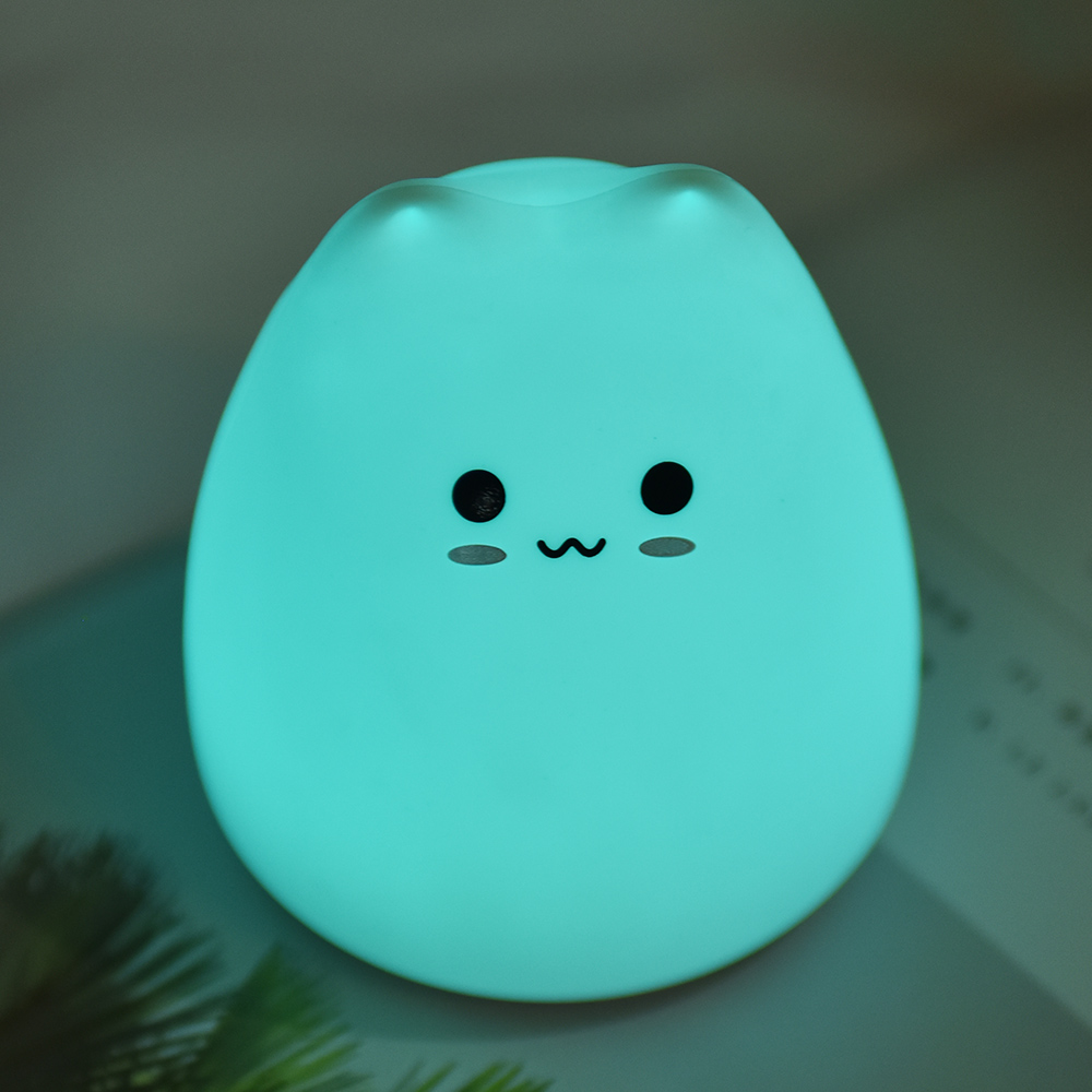 Little Cat Lampu Tidur LED RGB Light Model Cute Cat - LJC-124 PUTIH