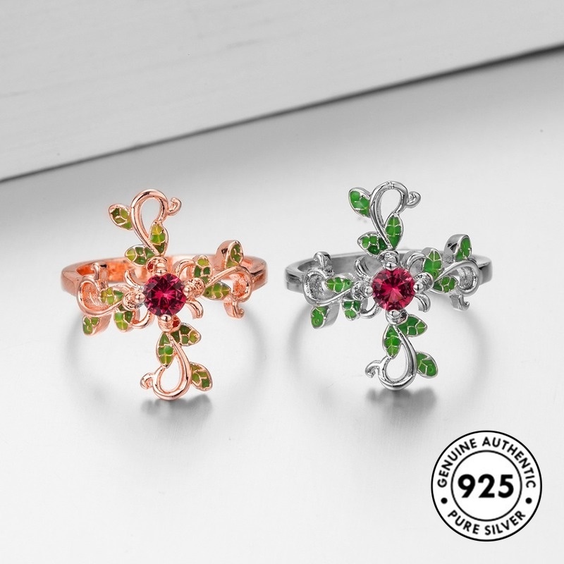 Cincin Sterling Silver 925 Model Silang Warna Rose Gold Untuk Wanita