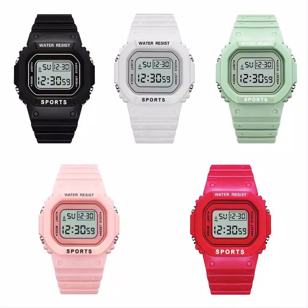 COD Jam Tangan Wanita Digital Kotak Terbaru 2020 Warna Soft Cool - Jam Tangan Sport Outdoor