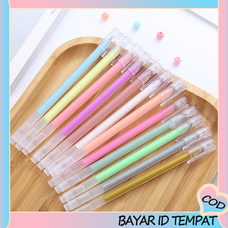 COD❤️ Warna Pena Gel Berkapasitas Besar Akun Tangan Tanda Siswa Sorotan Album Flash Pen-A.one