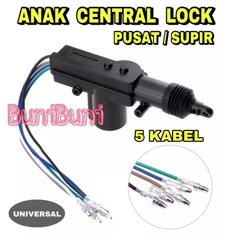 Anak Central Lock / Pistol Sentral Lock Mobil Dengan 2 &amp; 5 Kabel Universal