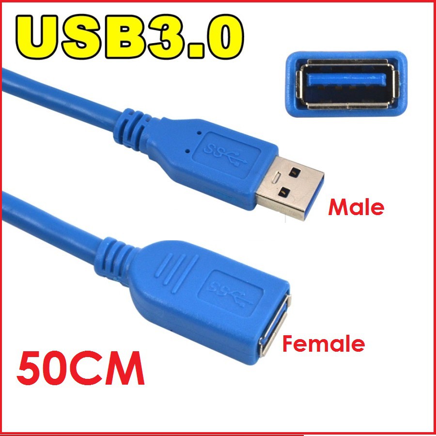 KABEL USB 3.0 EXTENSION 50CM PERPANJANGAN MALE - FEMALE 50 CM