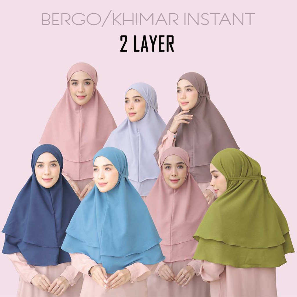 Kerudung Bergo Tali Crepe Premium / Hijab Instant Tali Rempel 2 Layer / Kerudung Geblus Tali Rempel