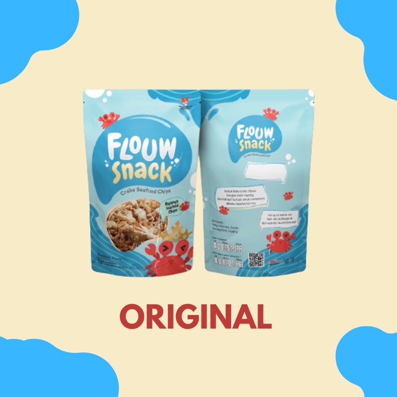 

Keripik Seafood Baby Crab Makanan ringan Flouwsnack Varian Rasa Original Gurih renyah Asli Kepiting.