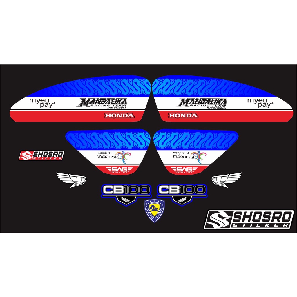 STRIPING STIKER SIMPLE RACING HOND CB-100 MOTIF MANDALIKA STIKER HONDA CB100 STIKER