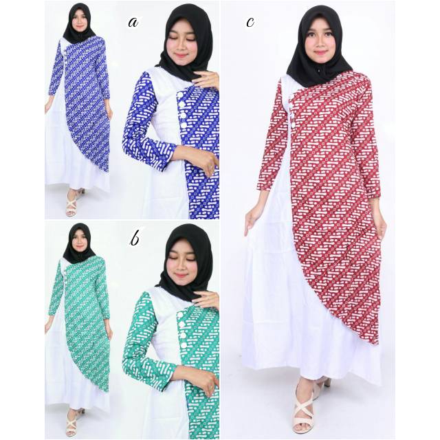 Gamis Fathaya Fashion Wanita -Gamis Batik Modern -Dress Batik -Batik Kombinasi -Batik