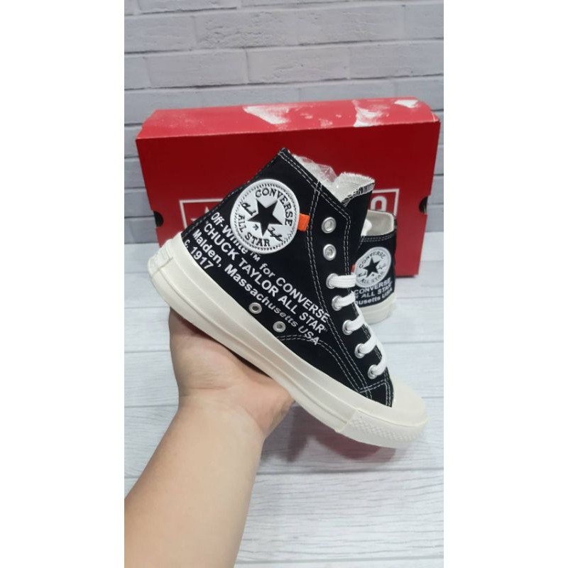 converse 70s x off white hi all black sol white