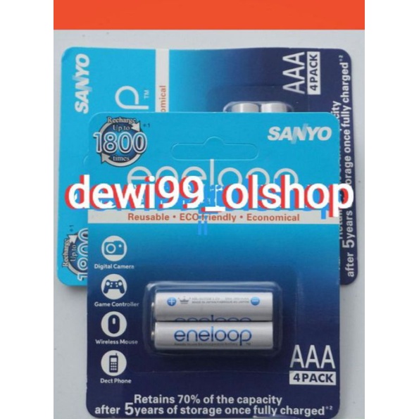 Baterai Original Sanyo Eneloop AAA A3 800mAh Isi 2Pcs Baterai isi ulang