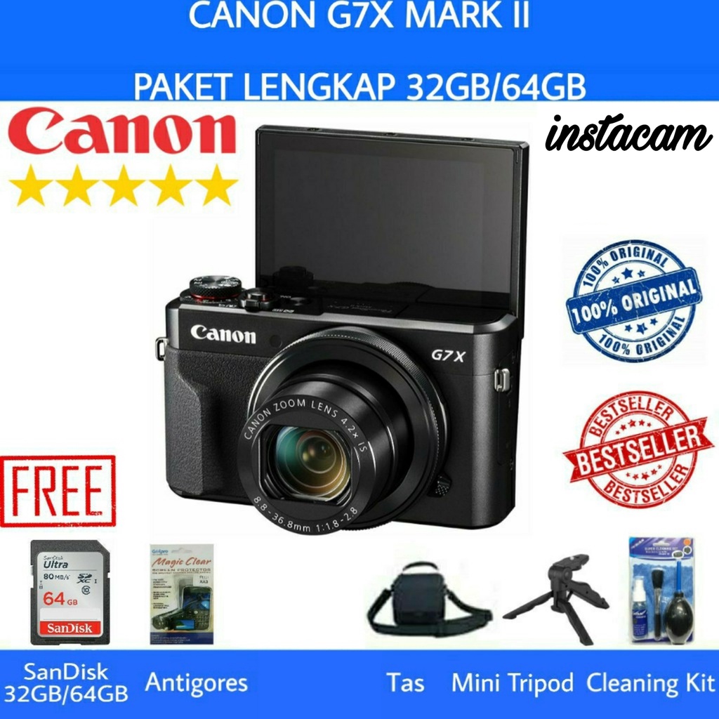 CANON POWERSHOT G7X MARK II / CANON G7X MARK II / CANON G7X II WIFI ORIGINAL - PAKET LENGKAP