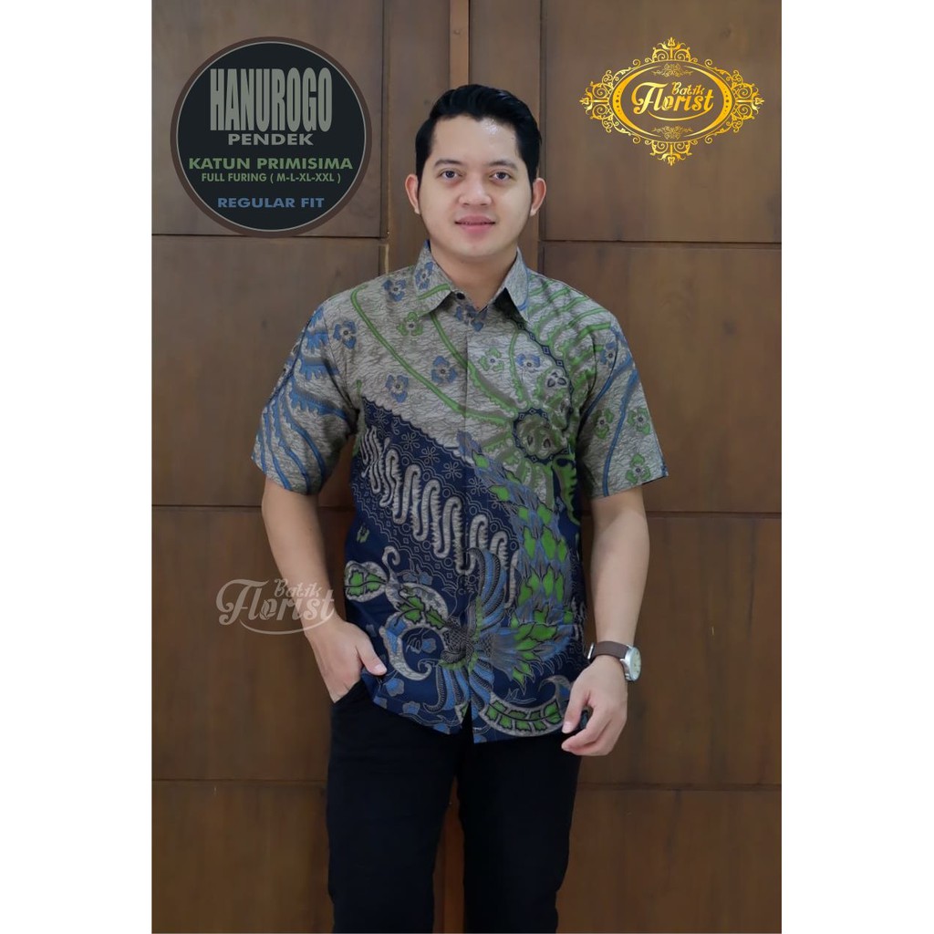 HANUROGO PENDEK Kemeja Batik Pria Full Furing Bahan Katun Halus Primisima