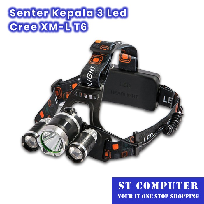 Senter Kepala 3 Led Cree XM-L T6