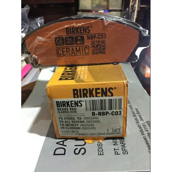 kampas rem atau brake pad nissan xtrail t30 serena C24 elgrand BIRKENS