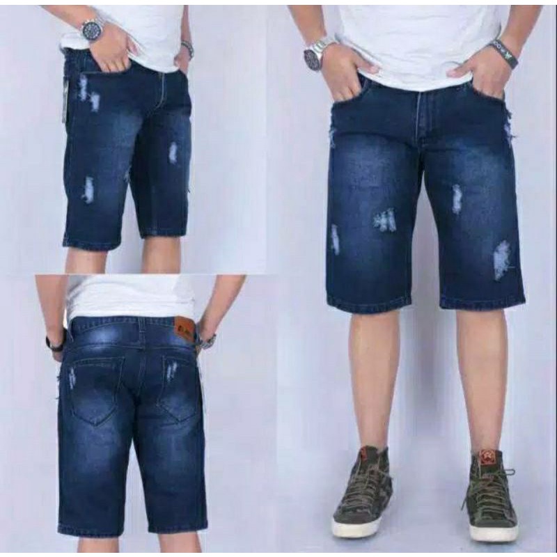 CELANA JEANS PRIA PENDEK RIPPED GIORDANO