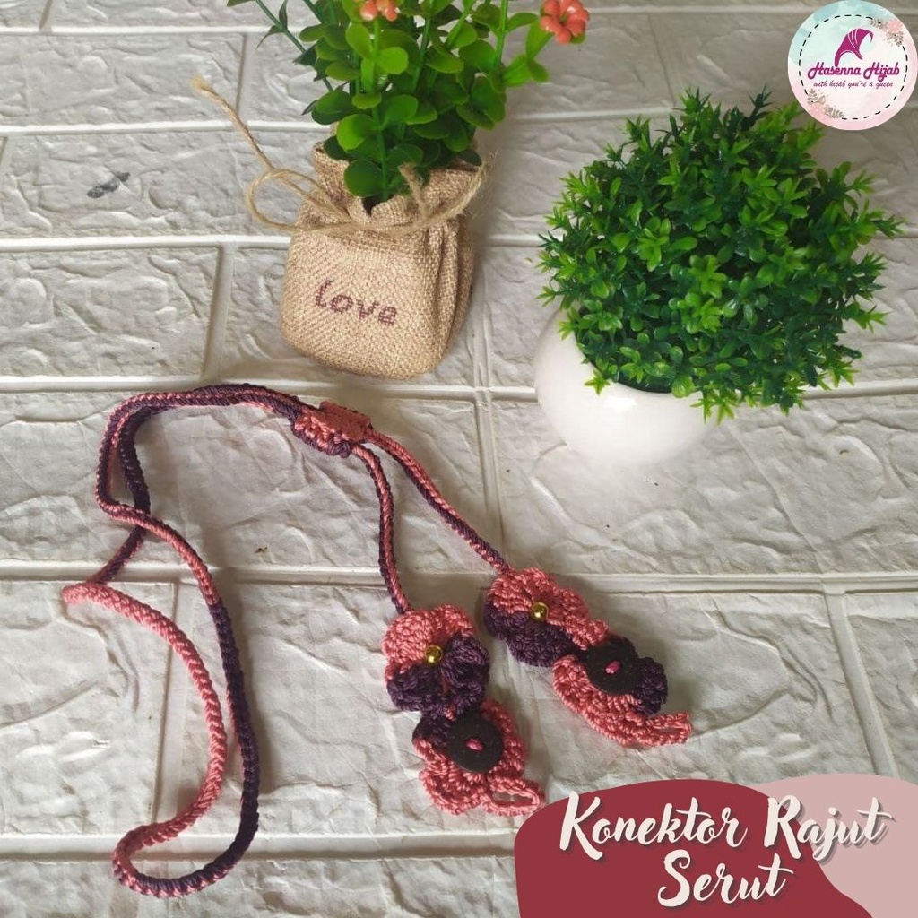 Strap Masker Hijab 2 in 1 Konektor Serut Tali Rajut Hand Made